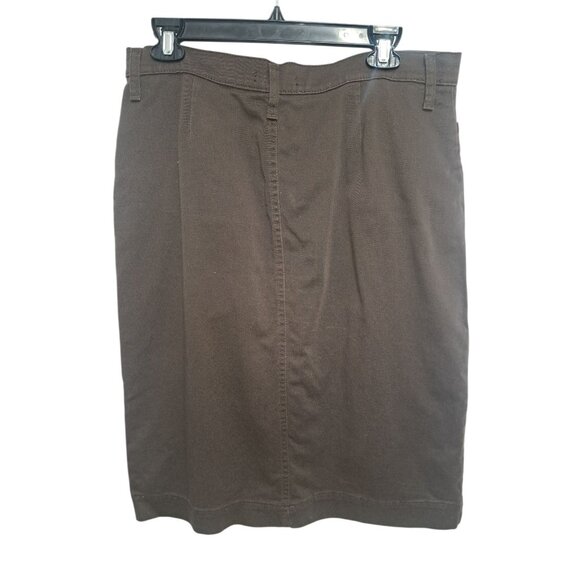 Riders by Lee Womens Brown Denim Skirt 10M Modest Straight Stretch Cotton - Picture 4 of 6